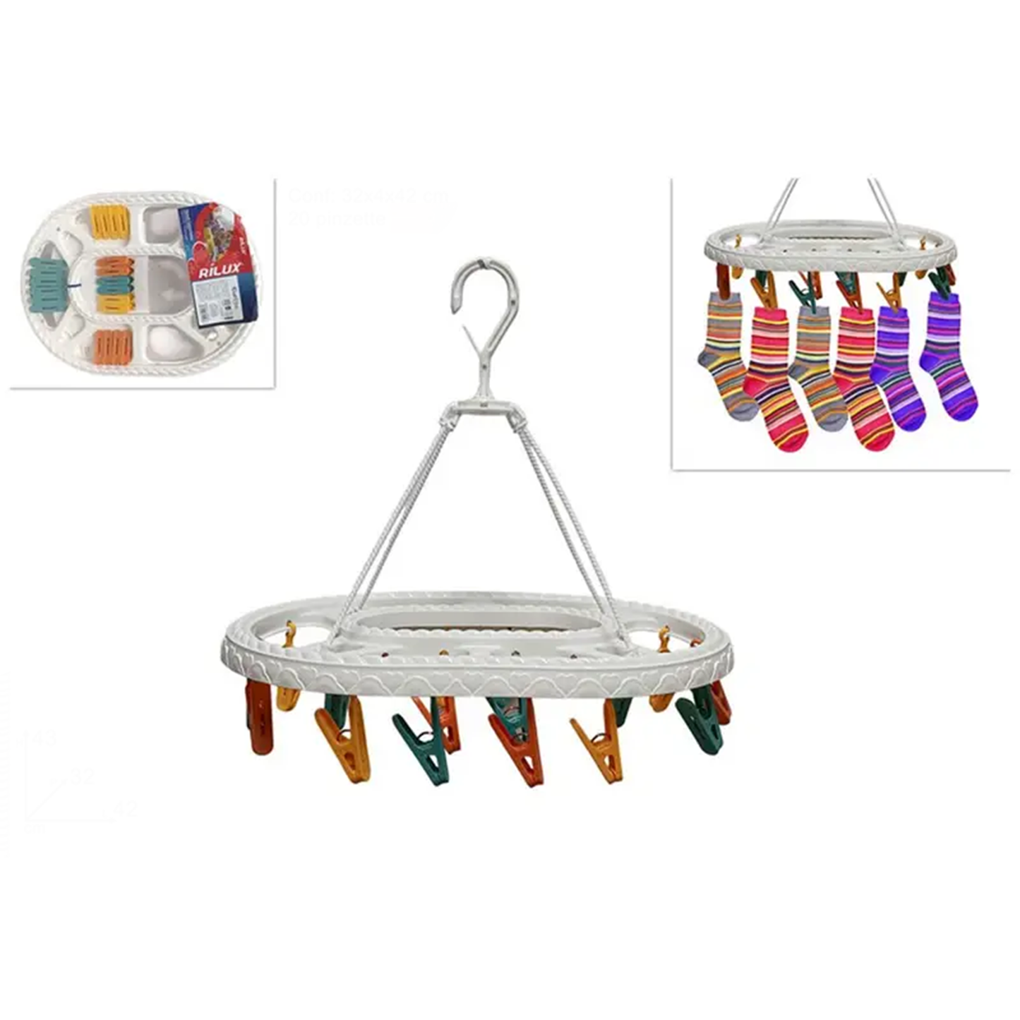 Oval Drying Rack with 20 Clips