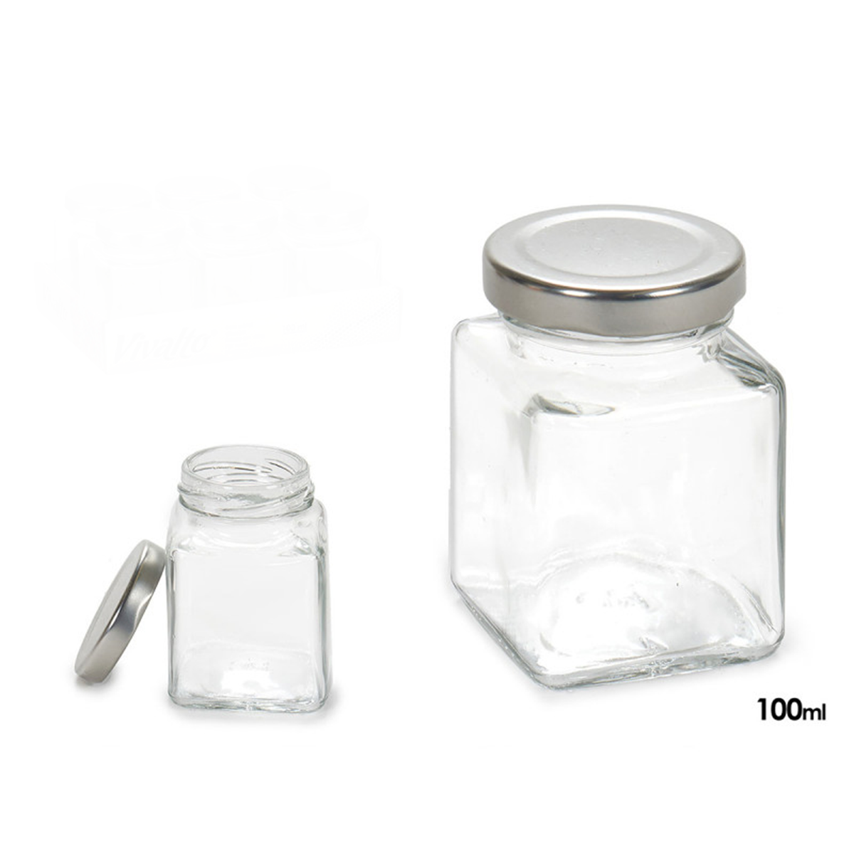 Square Crystal Jar with Cap 100 ml