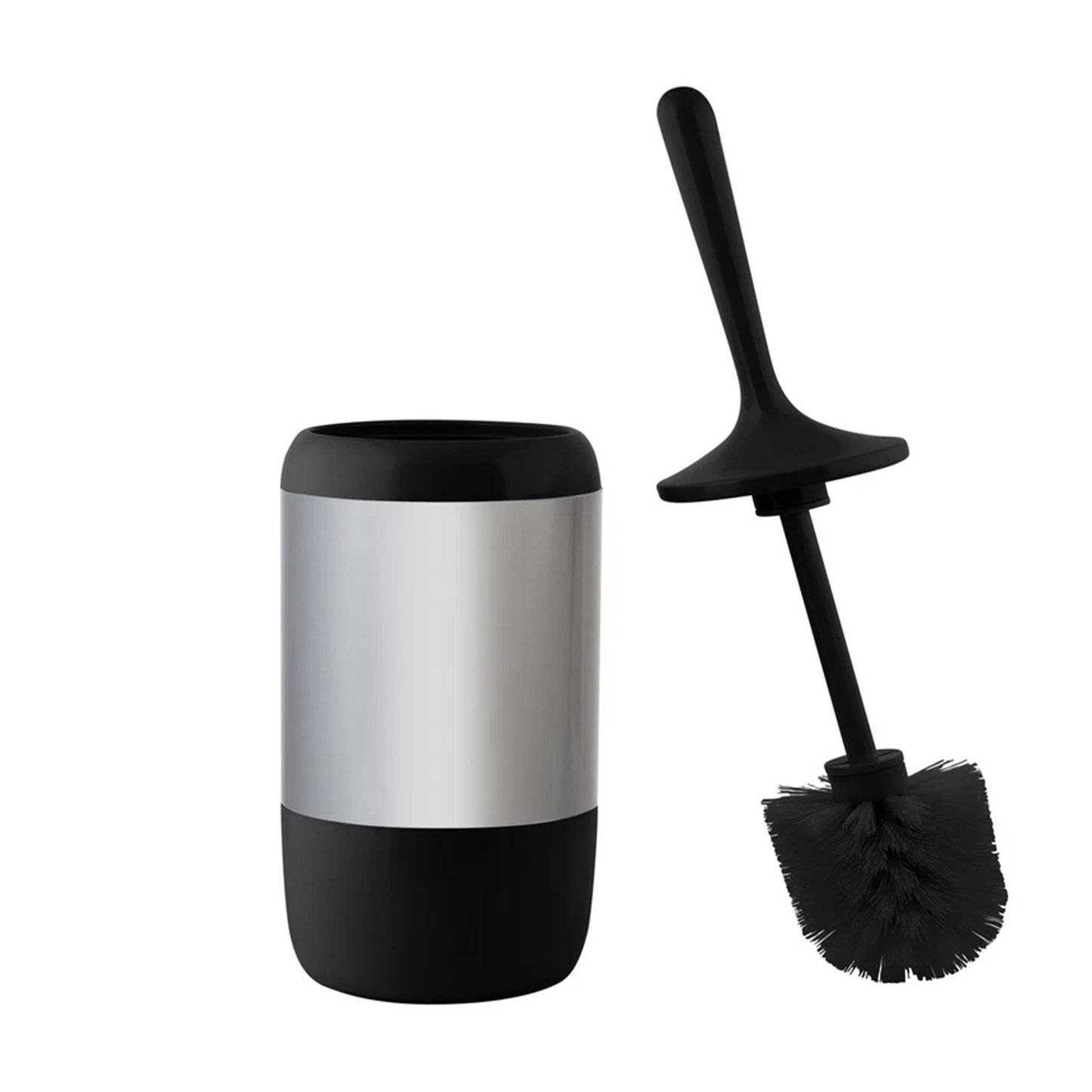 Smooth Matte Stainless Steel Toilet Brush & Holder – Black