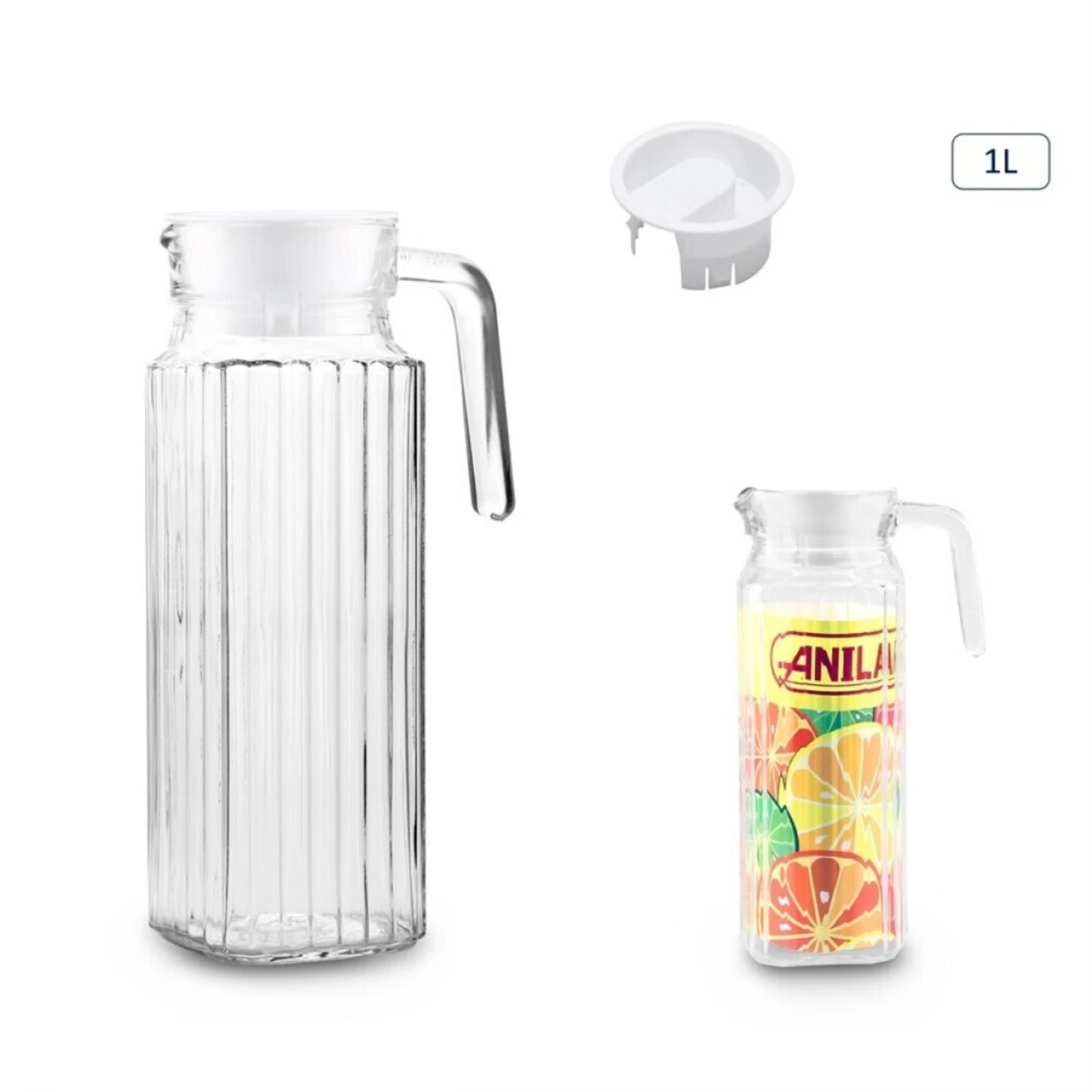 1L Clear Glass Fridge Jug with Lid