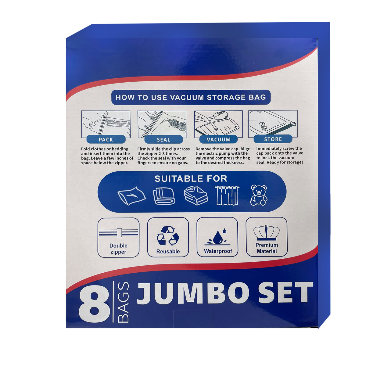 Vacuum Storage Bag Jumbo Set – 8 Pieces