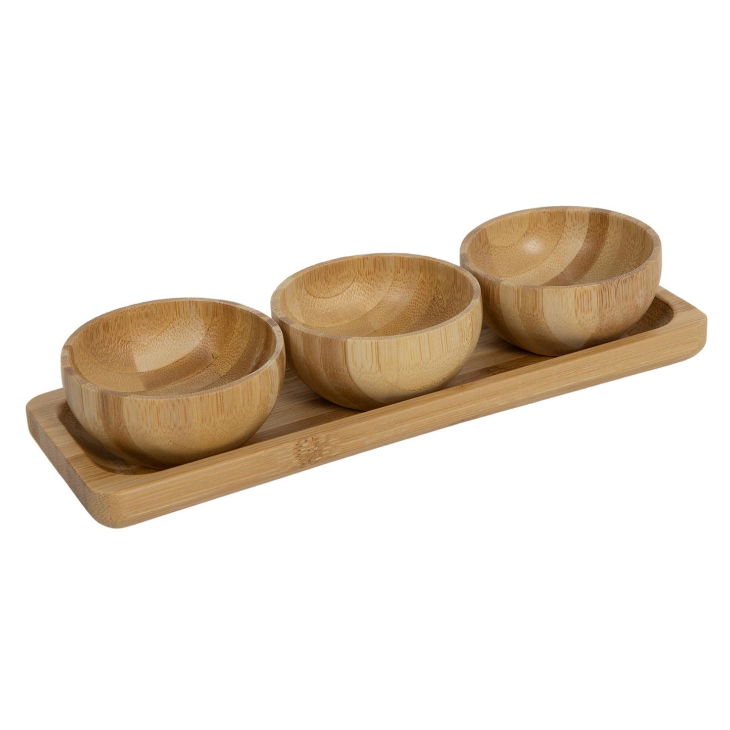 3 Bamboo bowls and bamboo plate