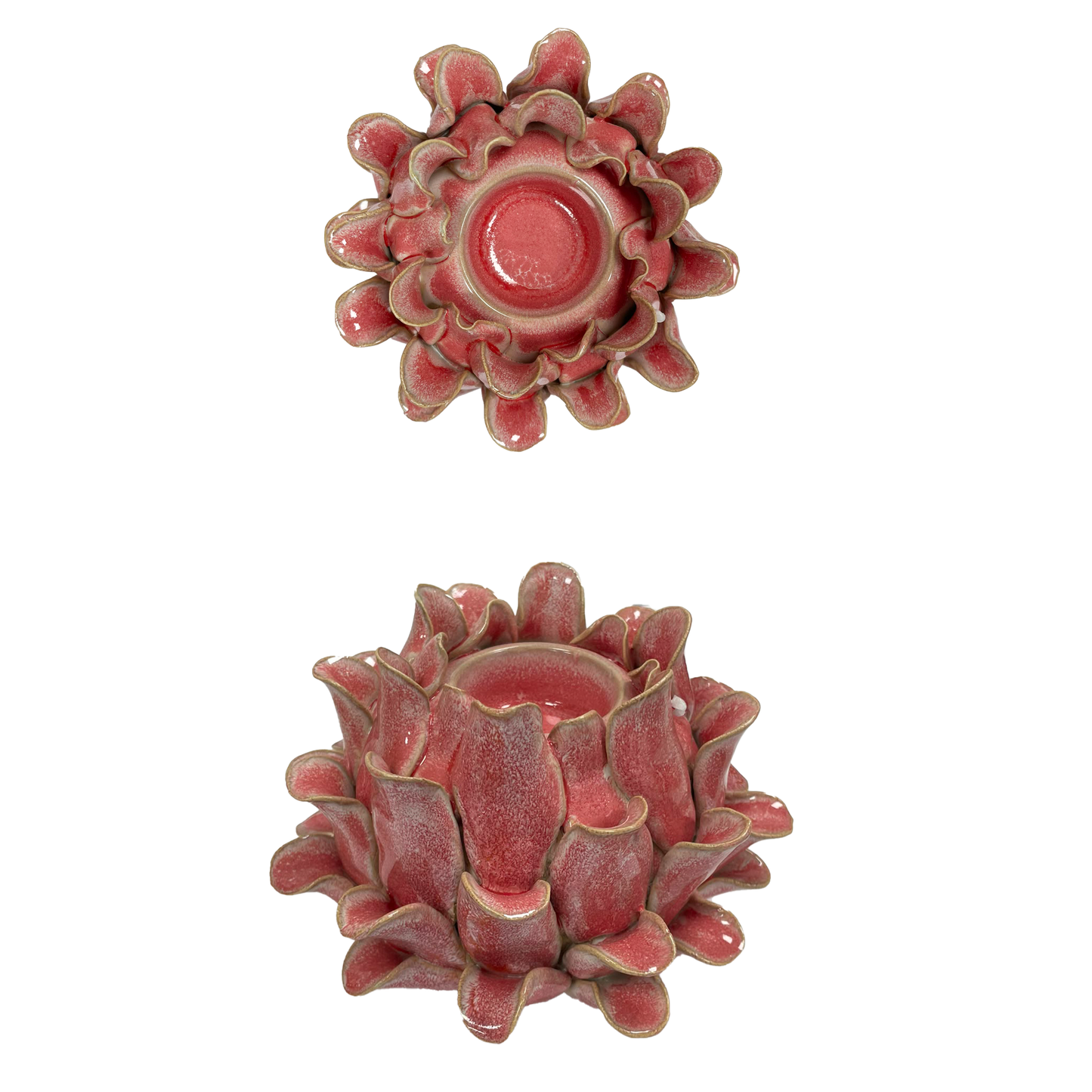 Stoneware Candle Holder – Pink, 14.5 x 14.5x11cm