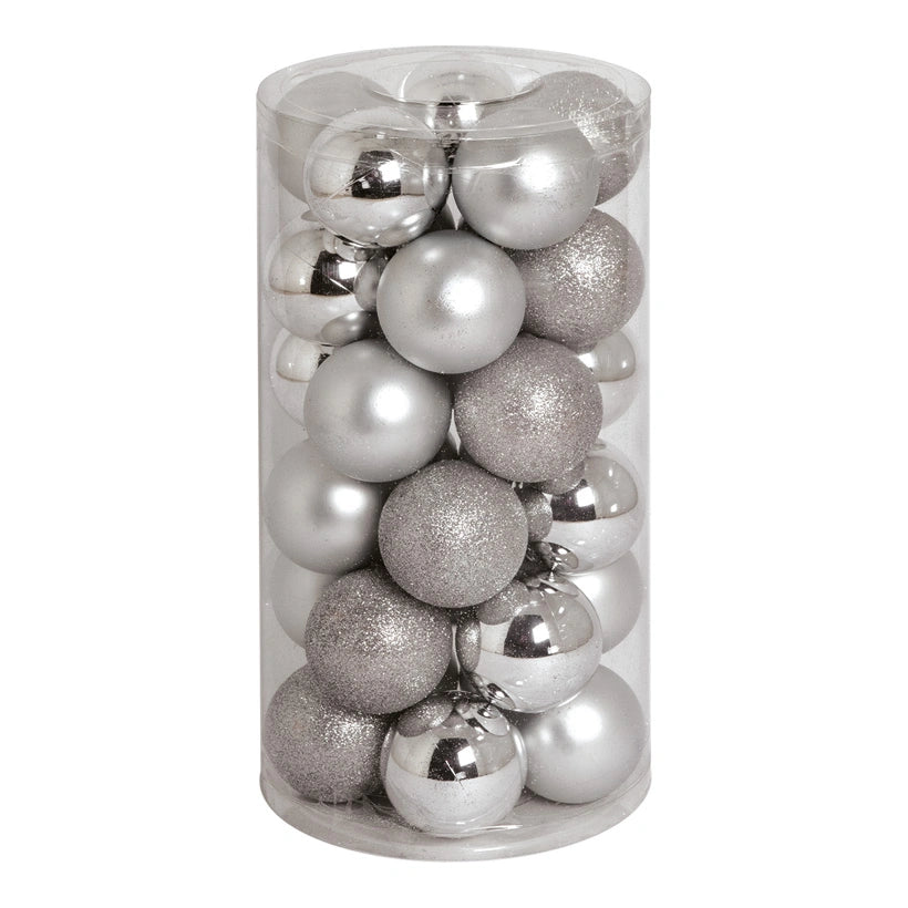 30 Christmas Silver Ball 6cm