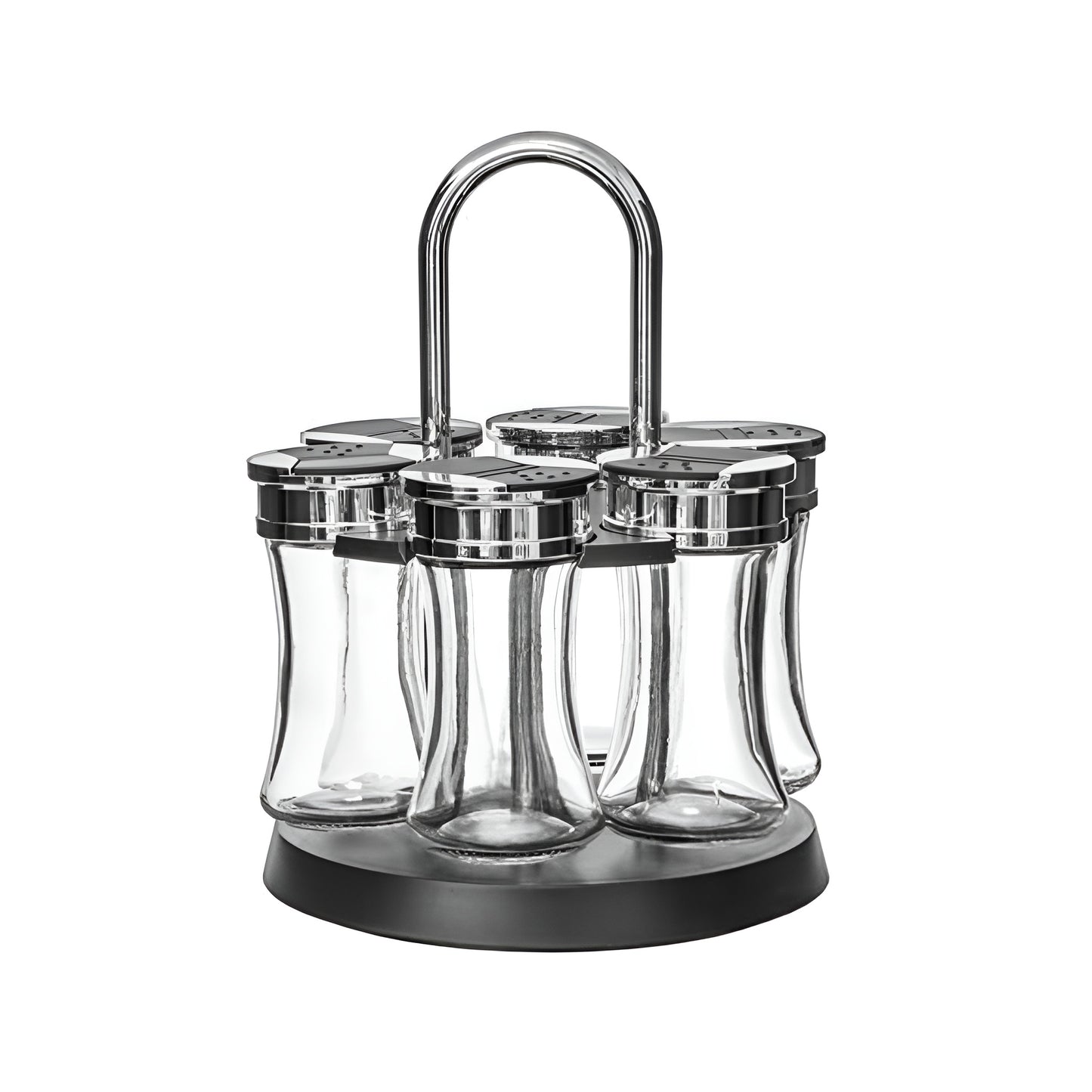 Glass Line of spice jars 6 pieces with stand