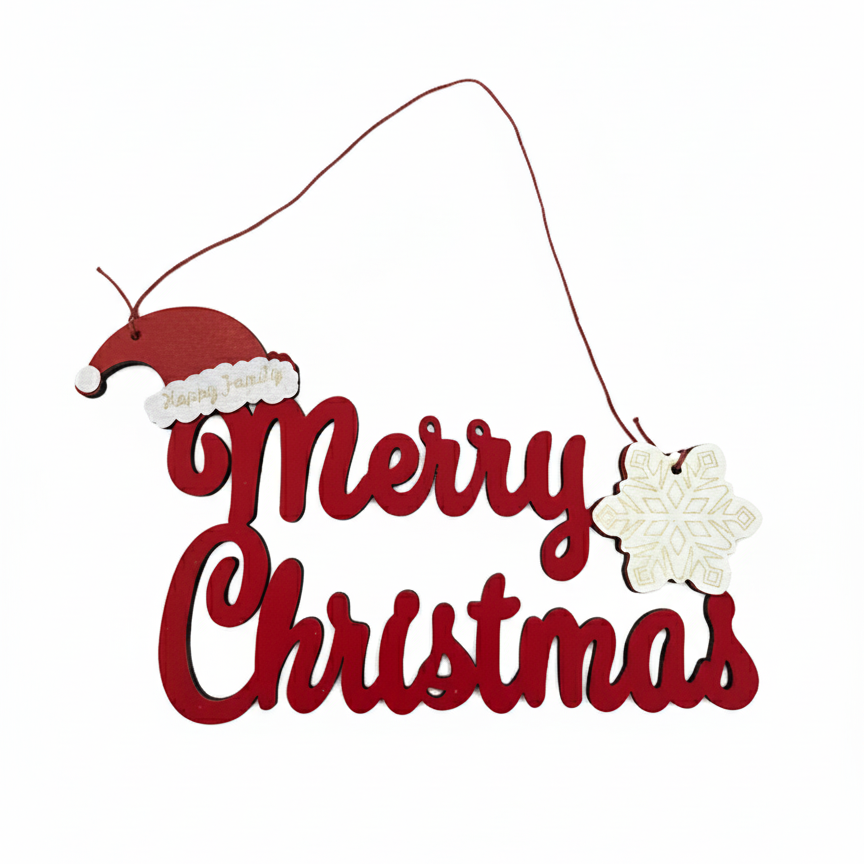 Red Merry Christmas SilHouette Pendant