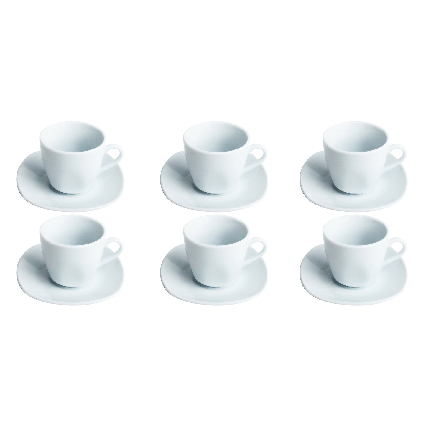 Square Coffee Cups with White Saucers -set of 6