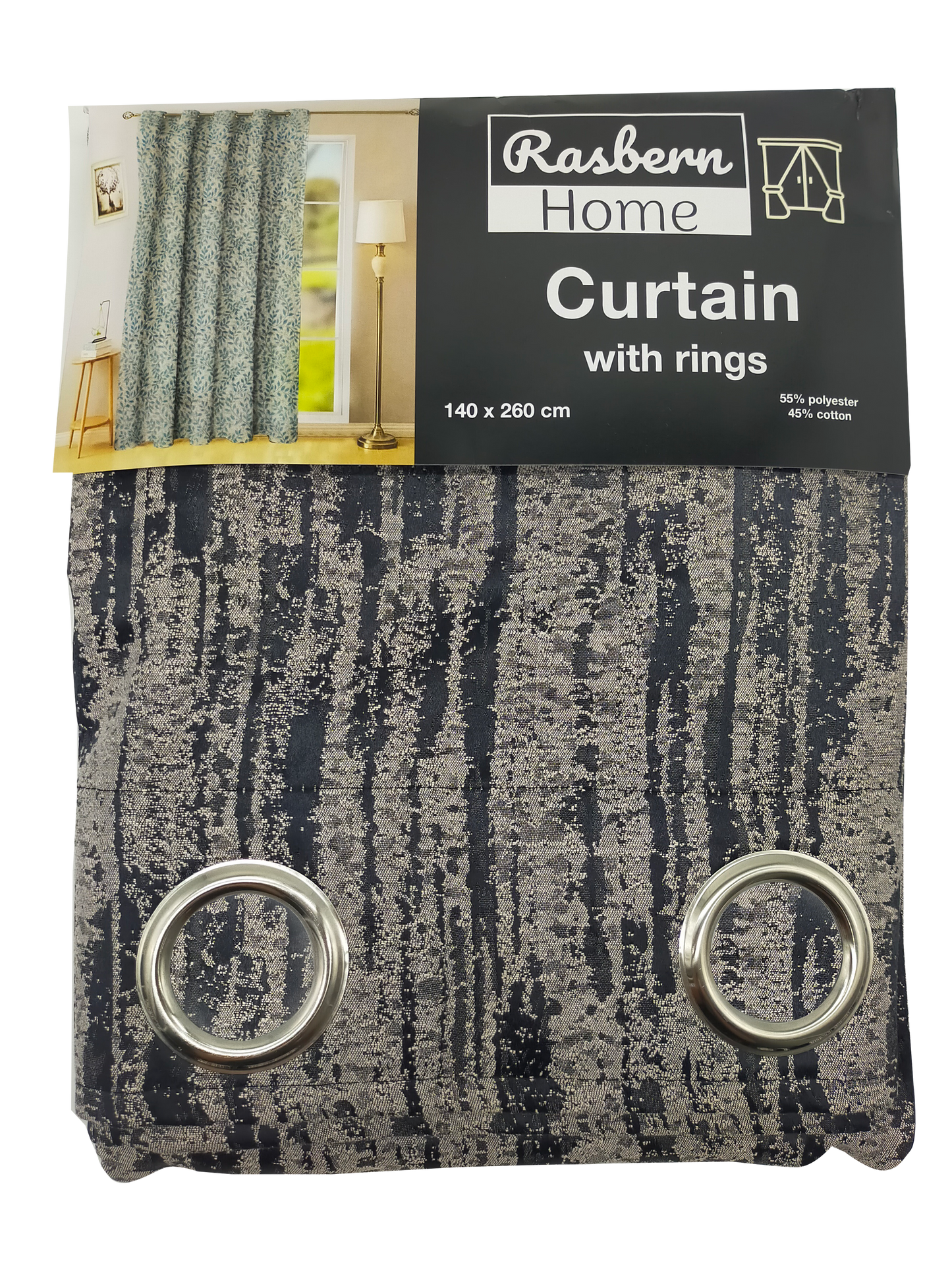 Line Pattern Curtain with rings