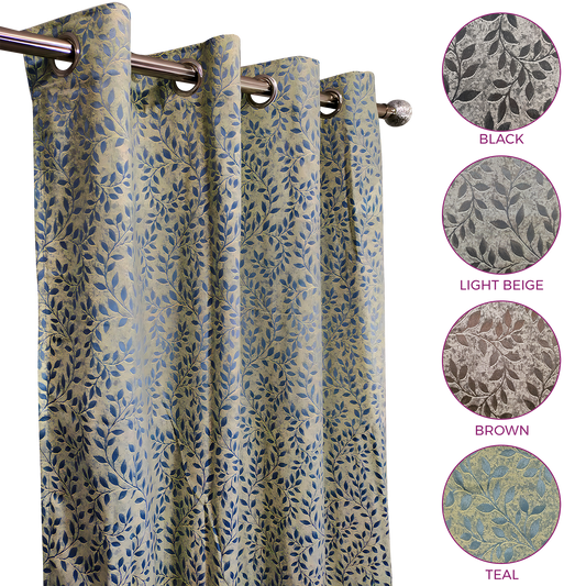 Leaf Pattern Curtain with rings