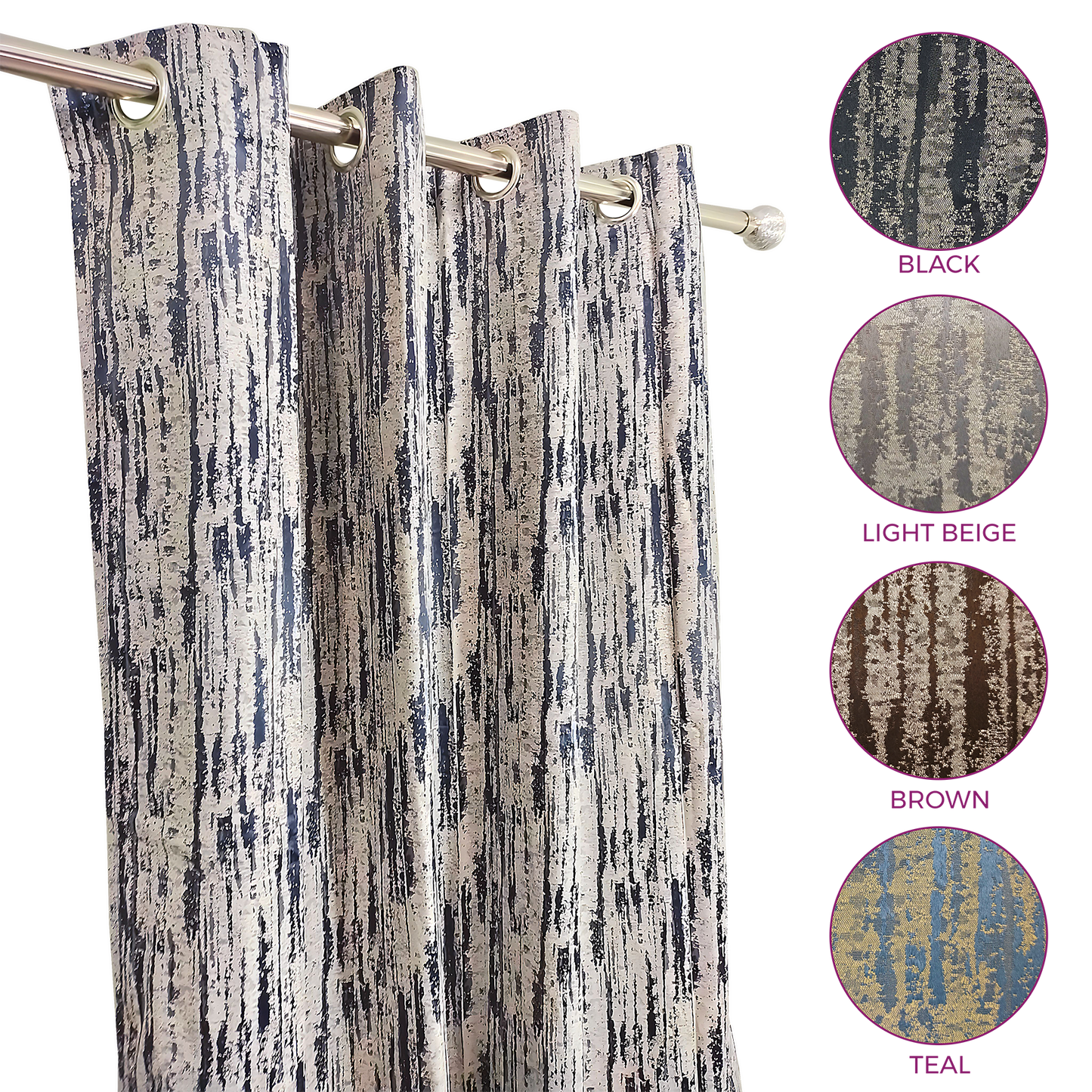 Line Pattern Curtain with rings