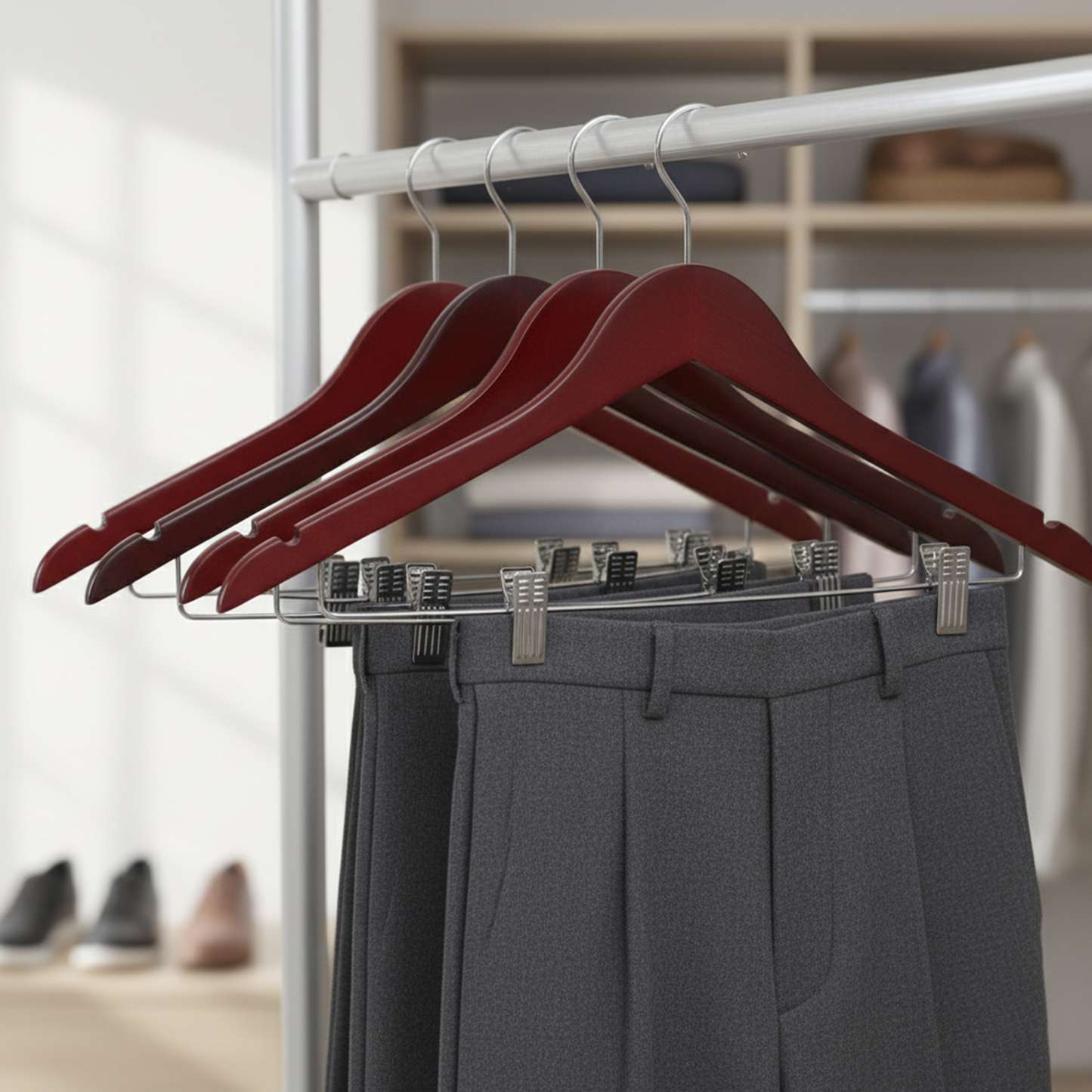 3 Wooden Hangers W/Clips