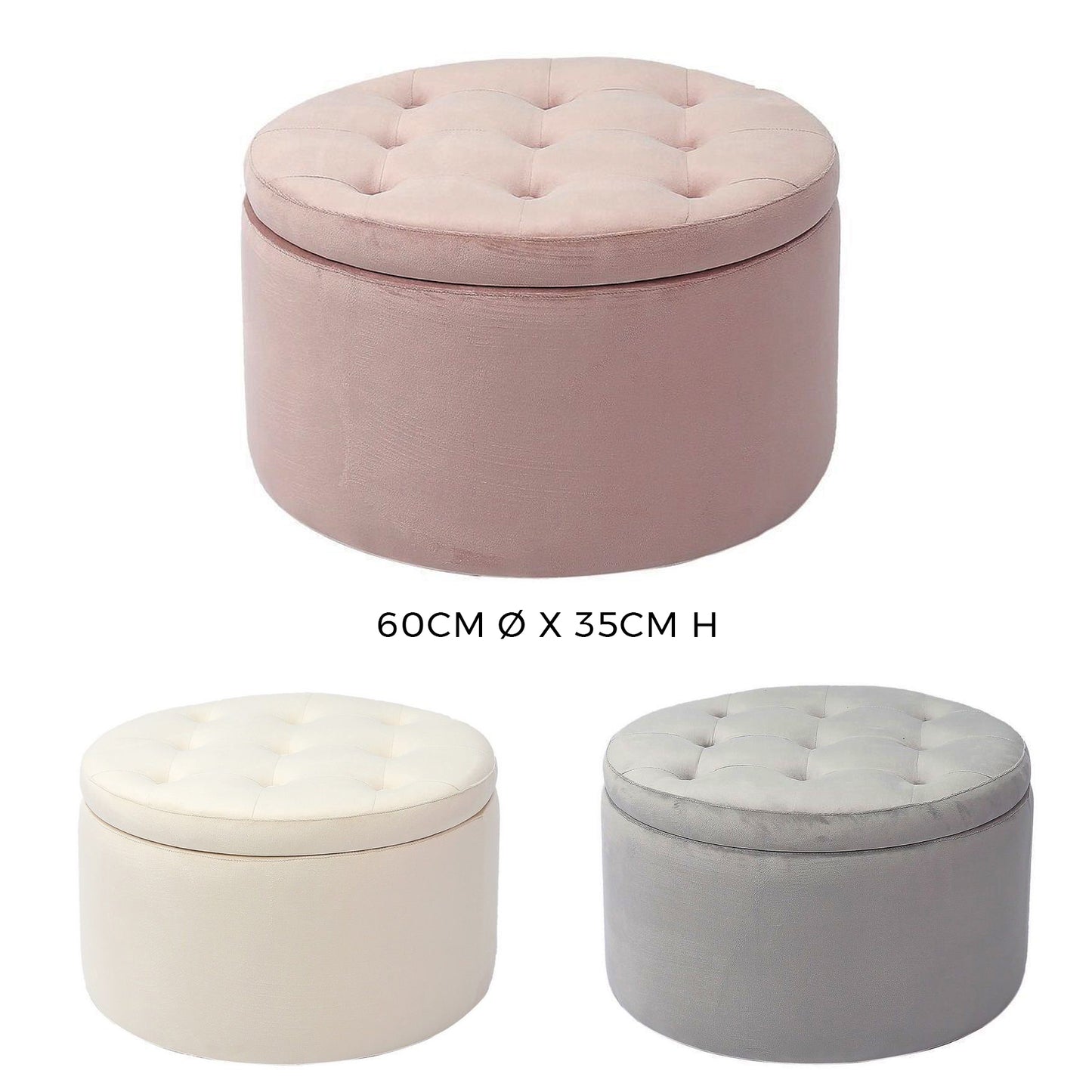 Haneke Velvet Pouf w/ container