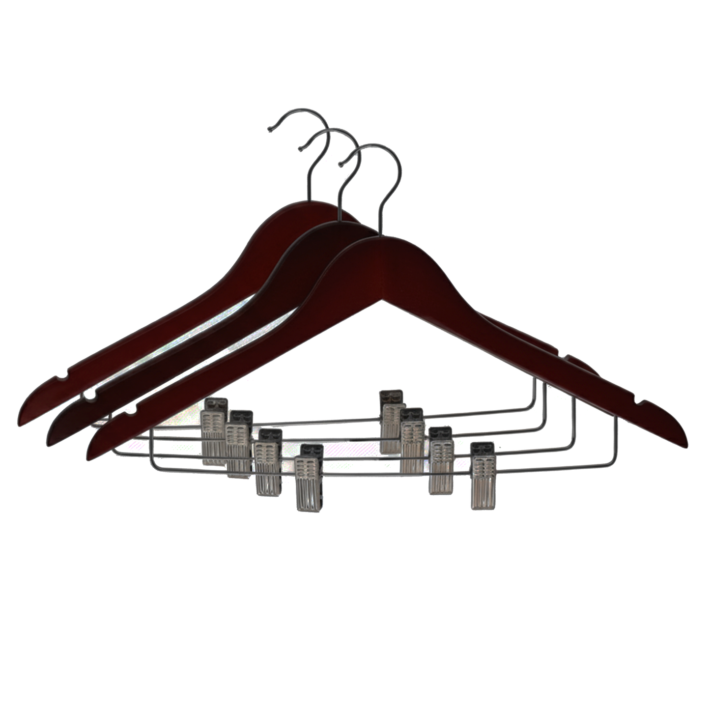 3 Wooden Hangers W/Clips