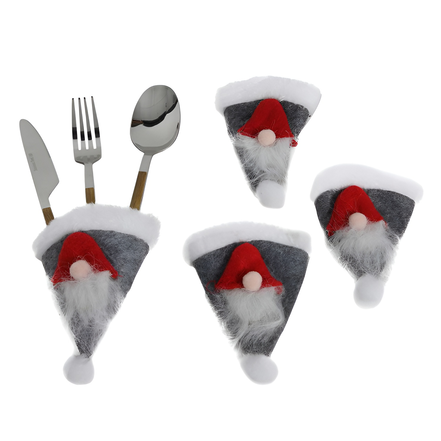 4 cutlery holder, Christmas gnome hat