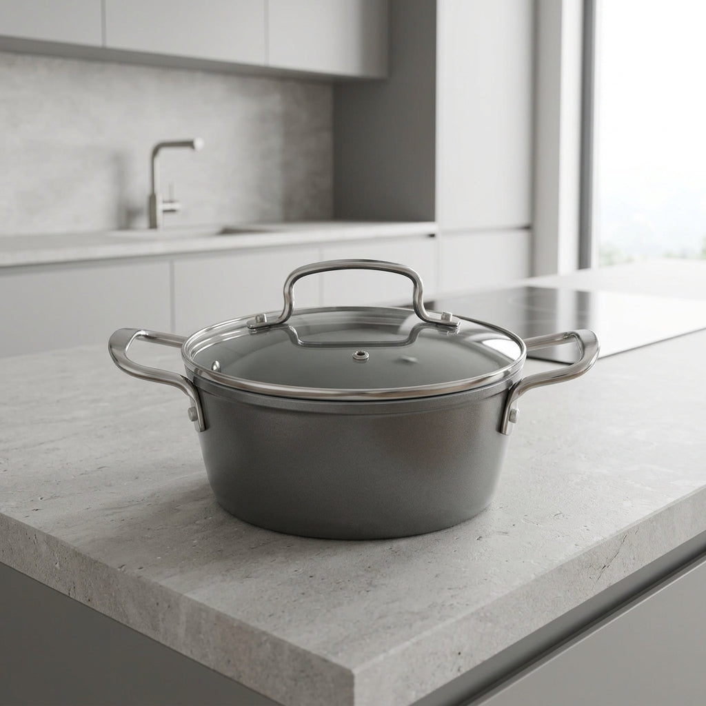 Aluminum Saucepan with Glass Lid – D18 cm