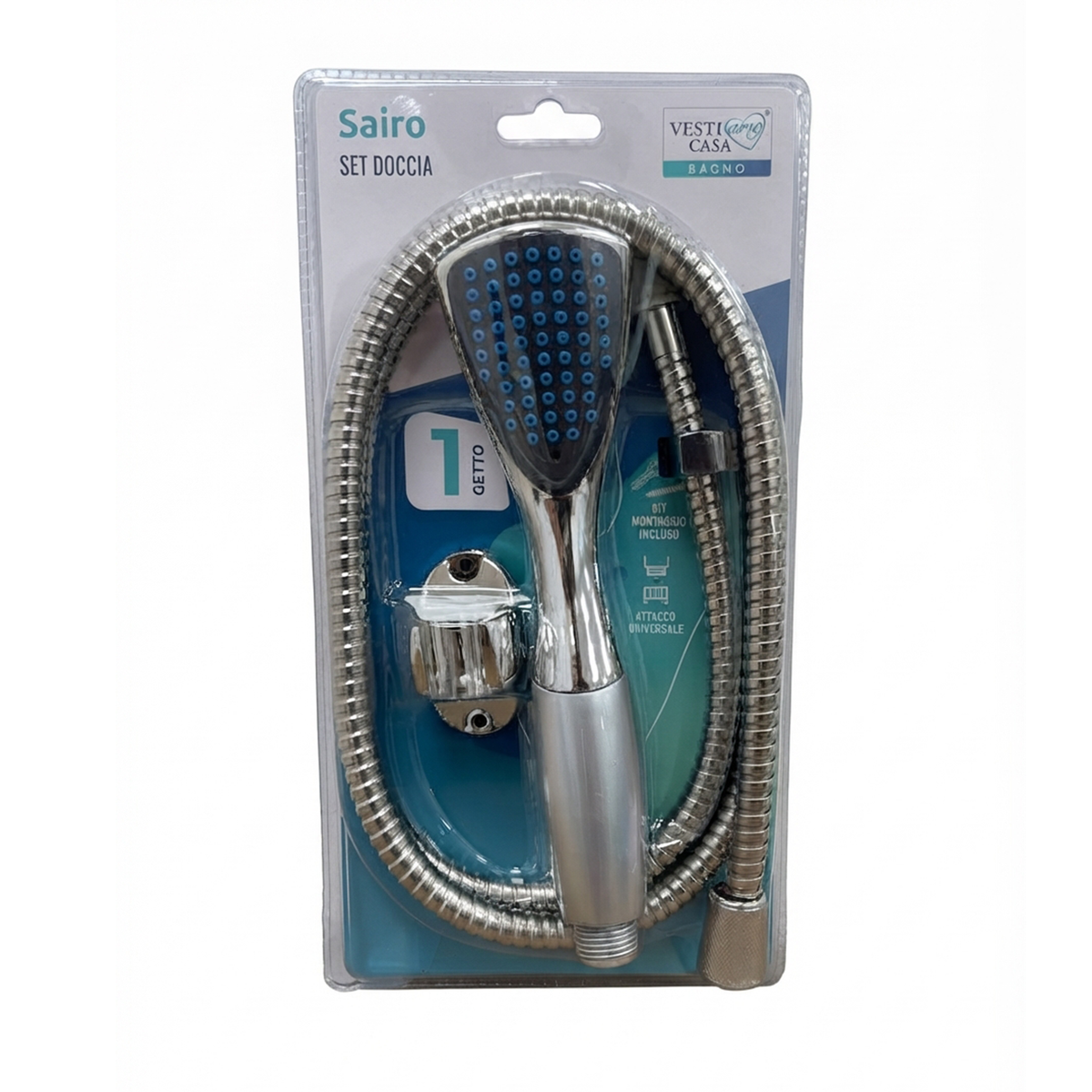 Shower Handset with Spiral and Chrome Base 1.5 m