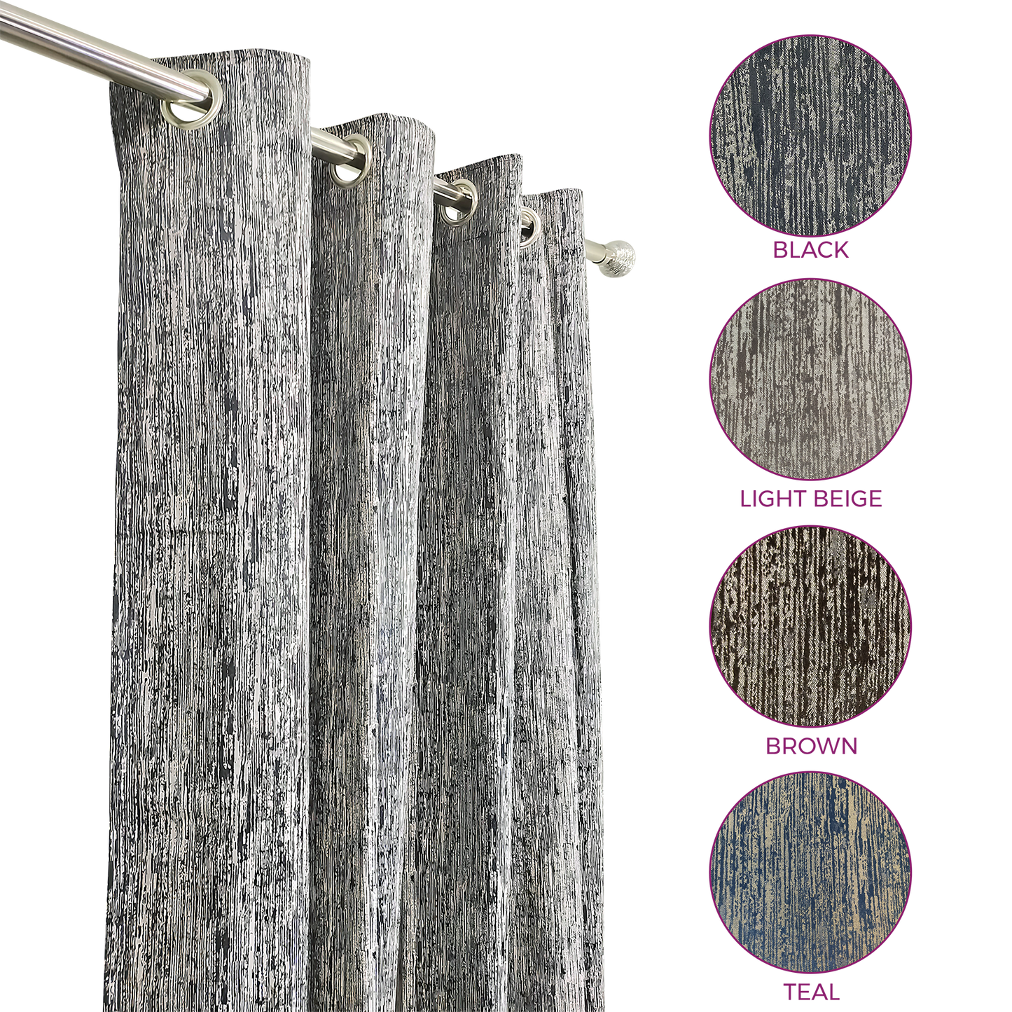 Thin Line Pattern Curtain with rings