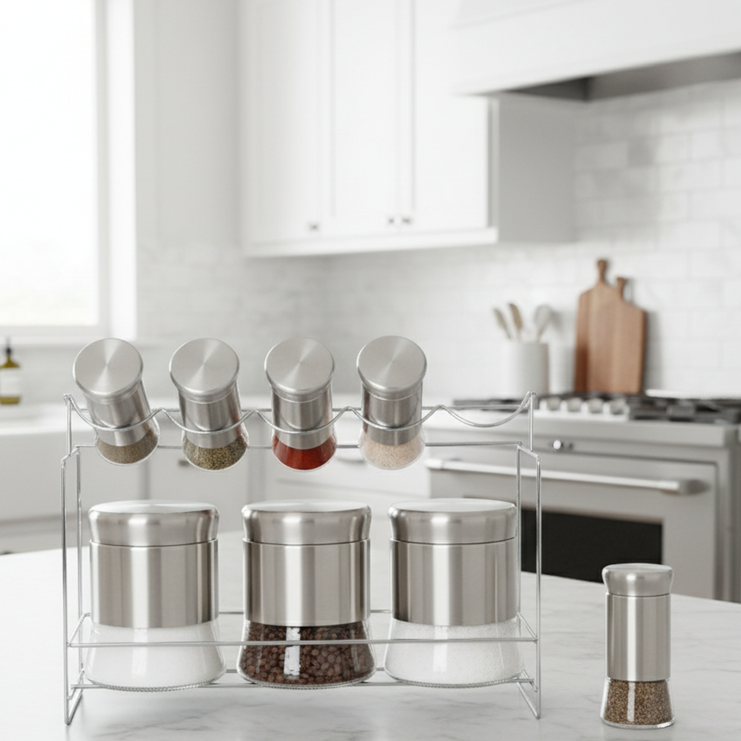 3 Glass Jar and 5 Spices racks