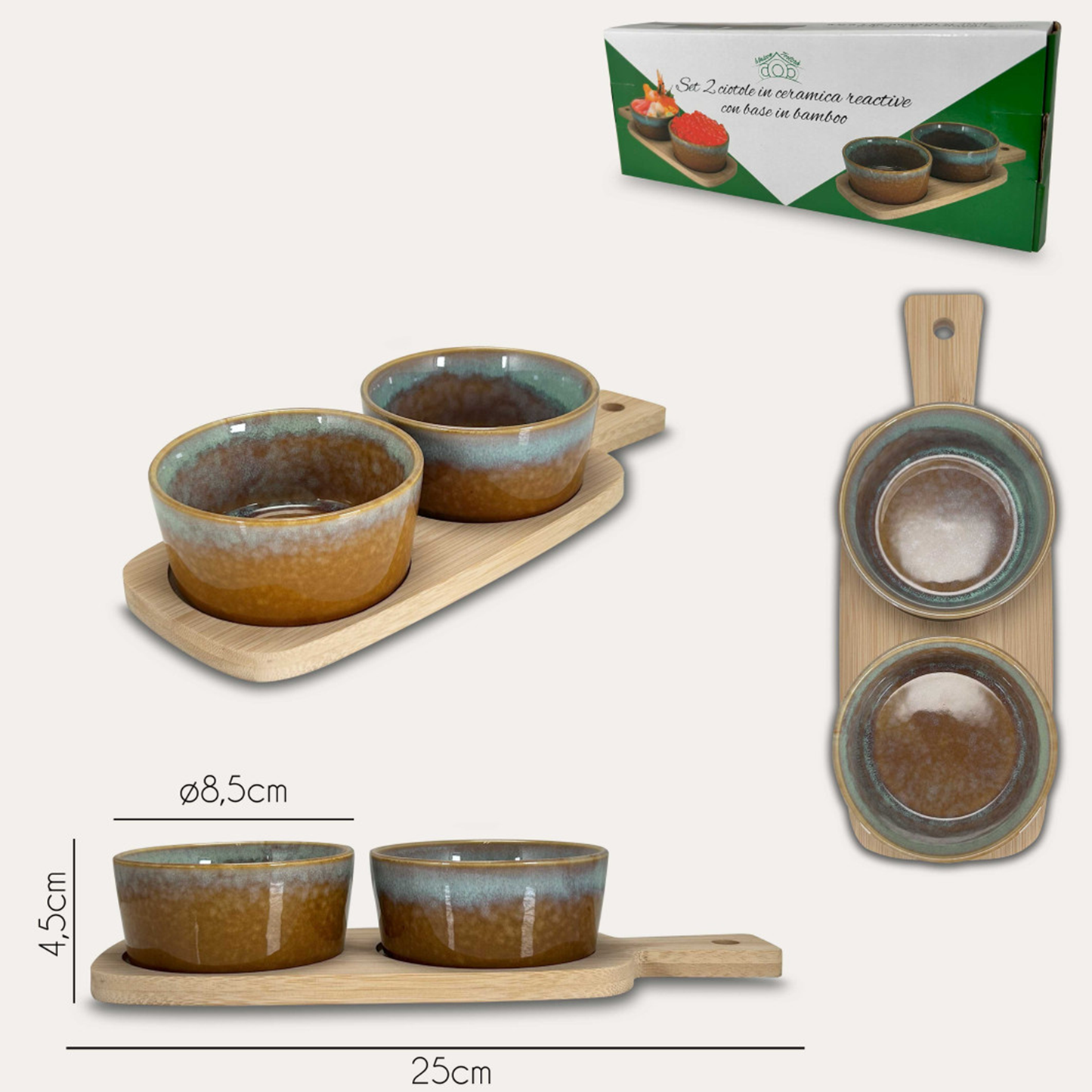 Set of 2 Bowls with Tray
