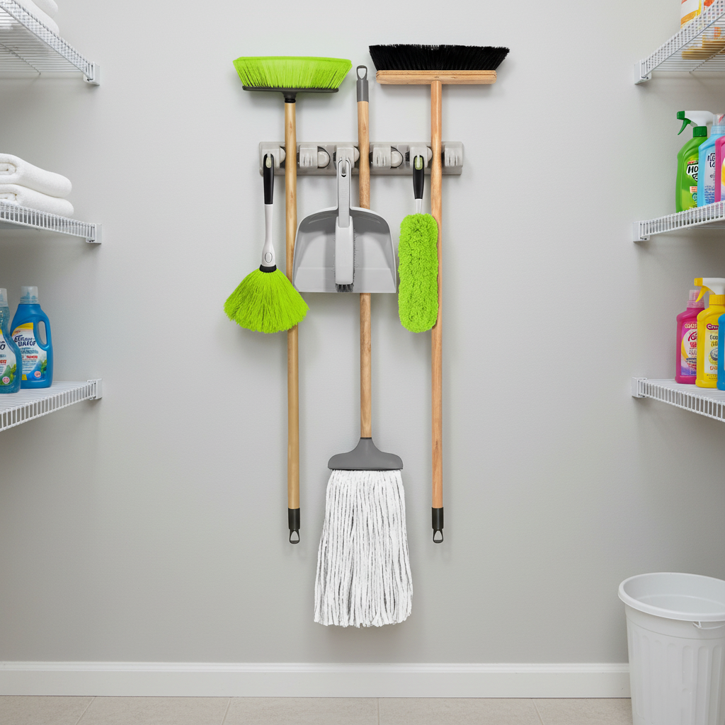 Mop and Broom Hanging Organizer