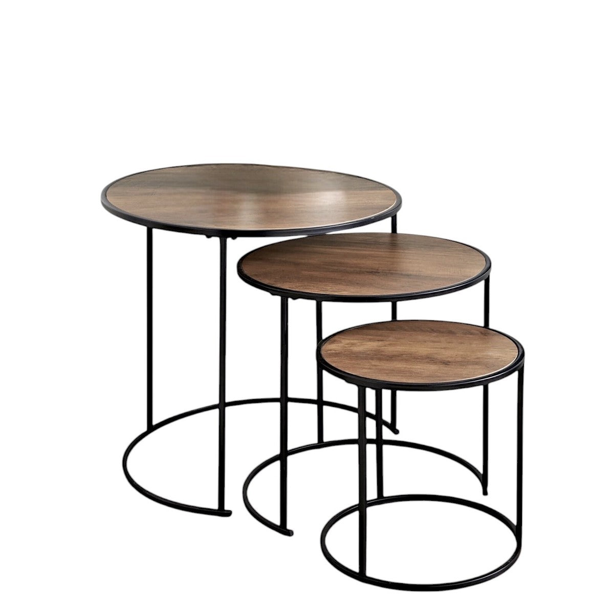 Set Of 3 Round Coffee Table Wooden