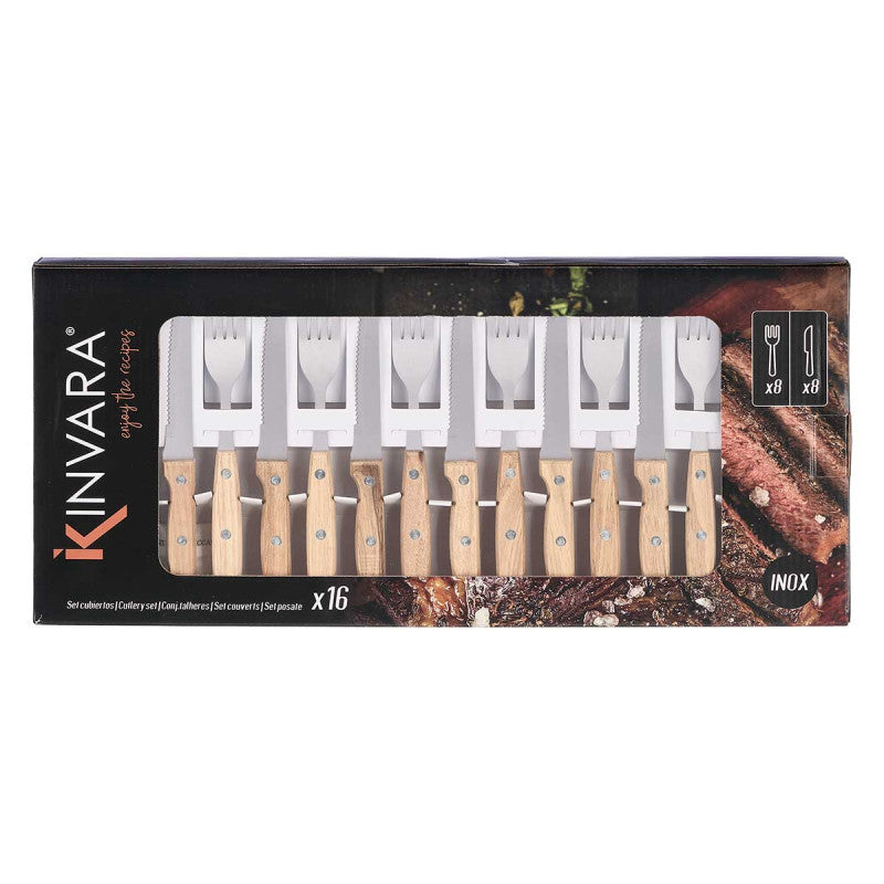 16 Piece Wooden Cutlery Set