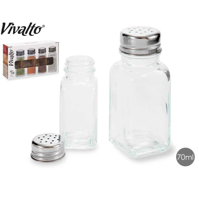 Set of 4 glass spice jars