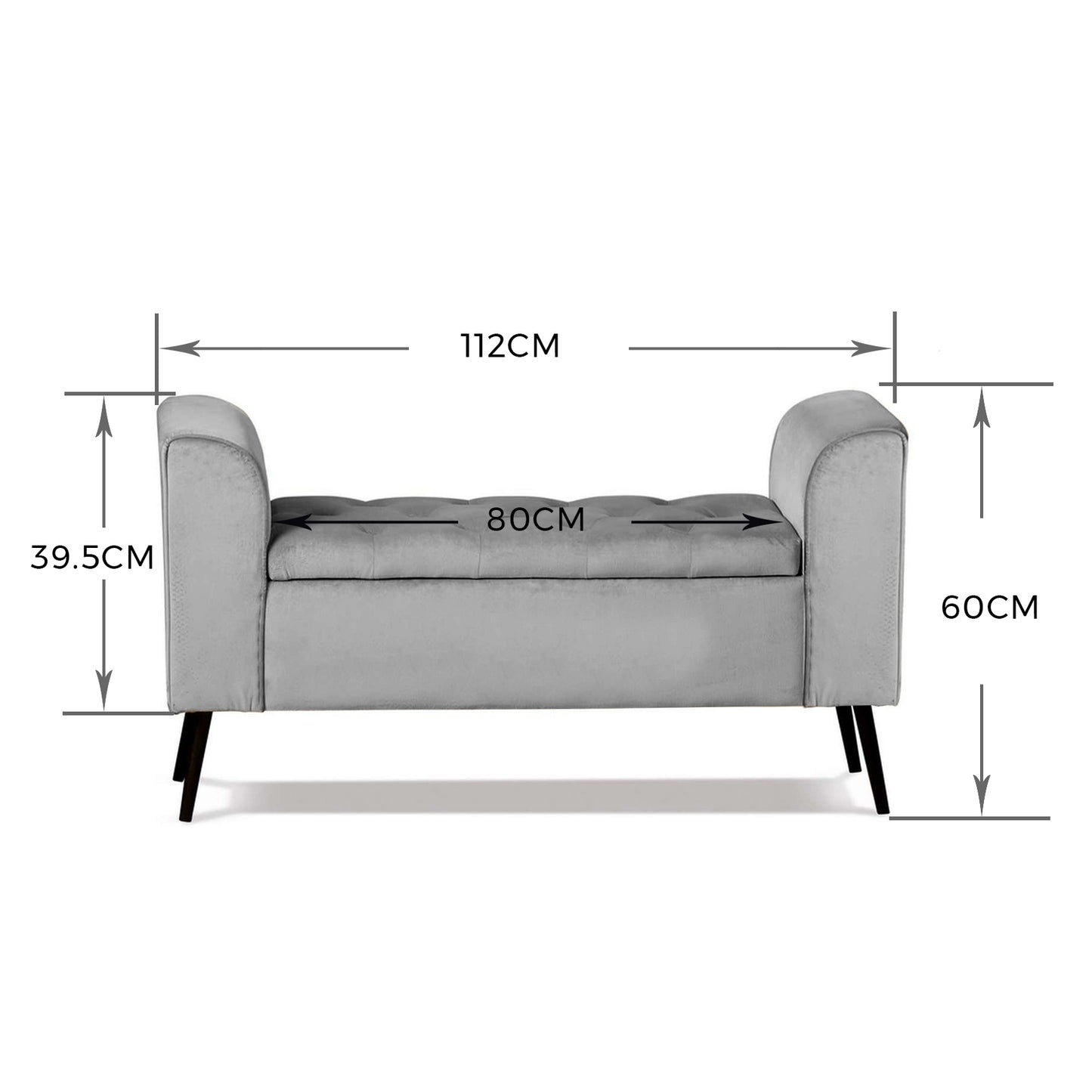 Zaya Velvet Storage Bench w/ iron legs