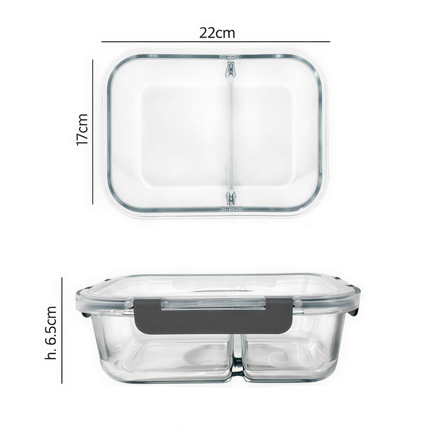 Rectangular Glass Container with Hermetic Closure
