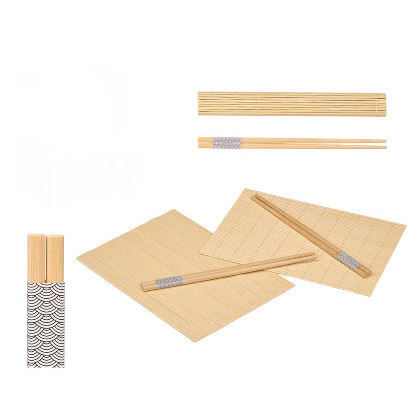 Sushi Set – 4 Bamboo Chopsticks & 2 Mats