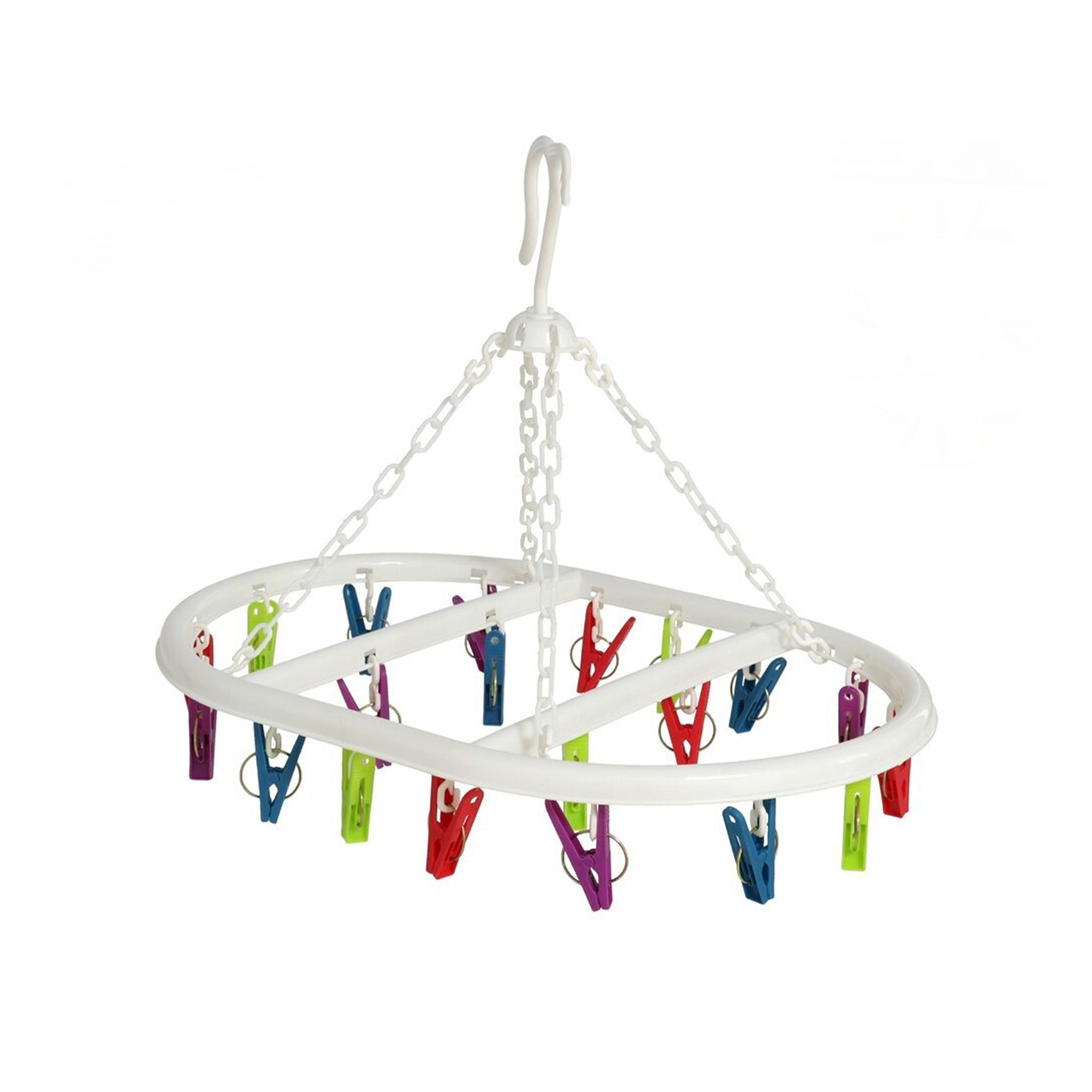 Oval Clothesline with 20 Clips  (42 × 29 cm)