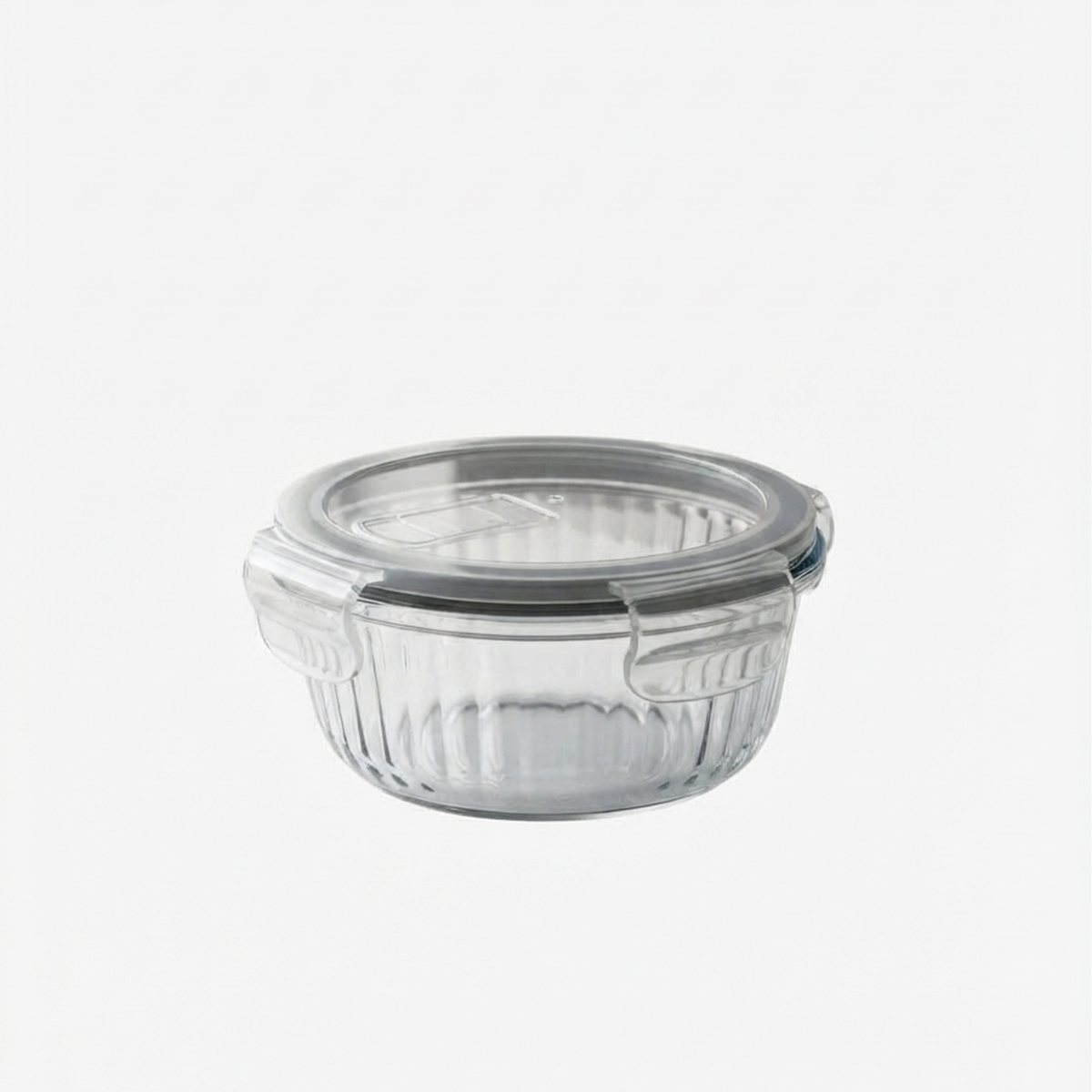 Round Glass Lunch Box with Plastic Lid – 13x5.2 cm