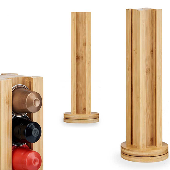 Rotating Bamboo Capsule Holder – 20 Capsules