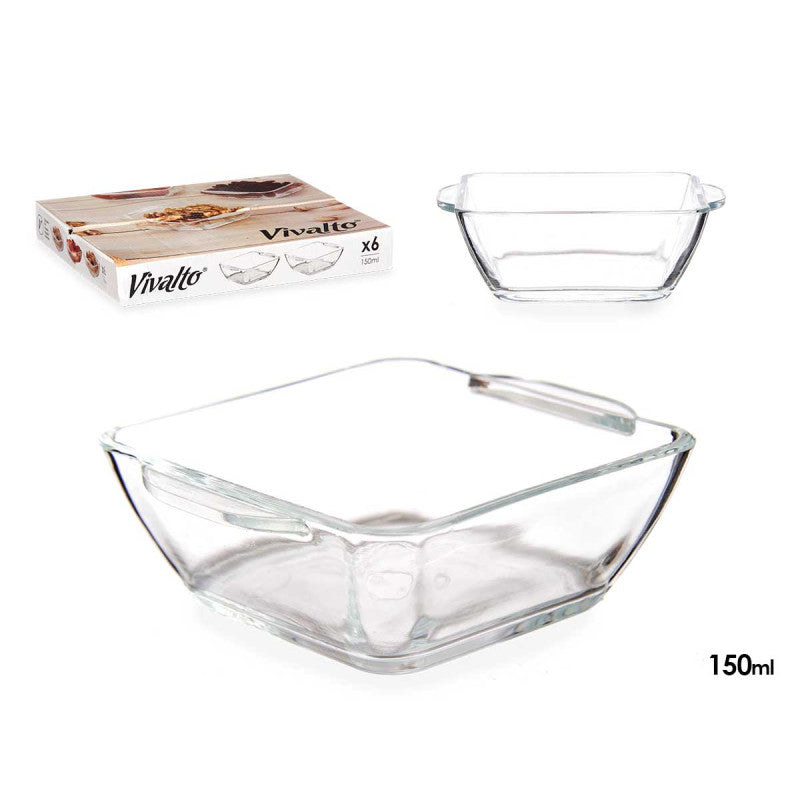 Square Glass Appetizer Casserole with Handles – 150 ml