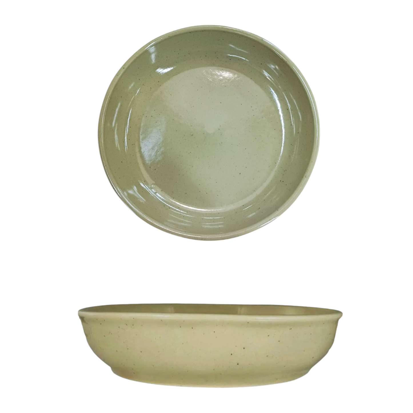 Ceramic Deep Plate – Sage, 22 cm