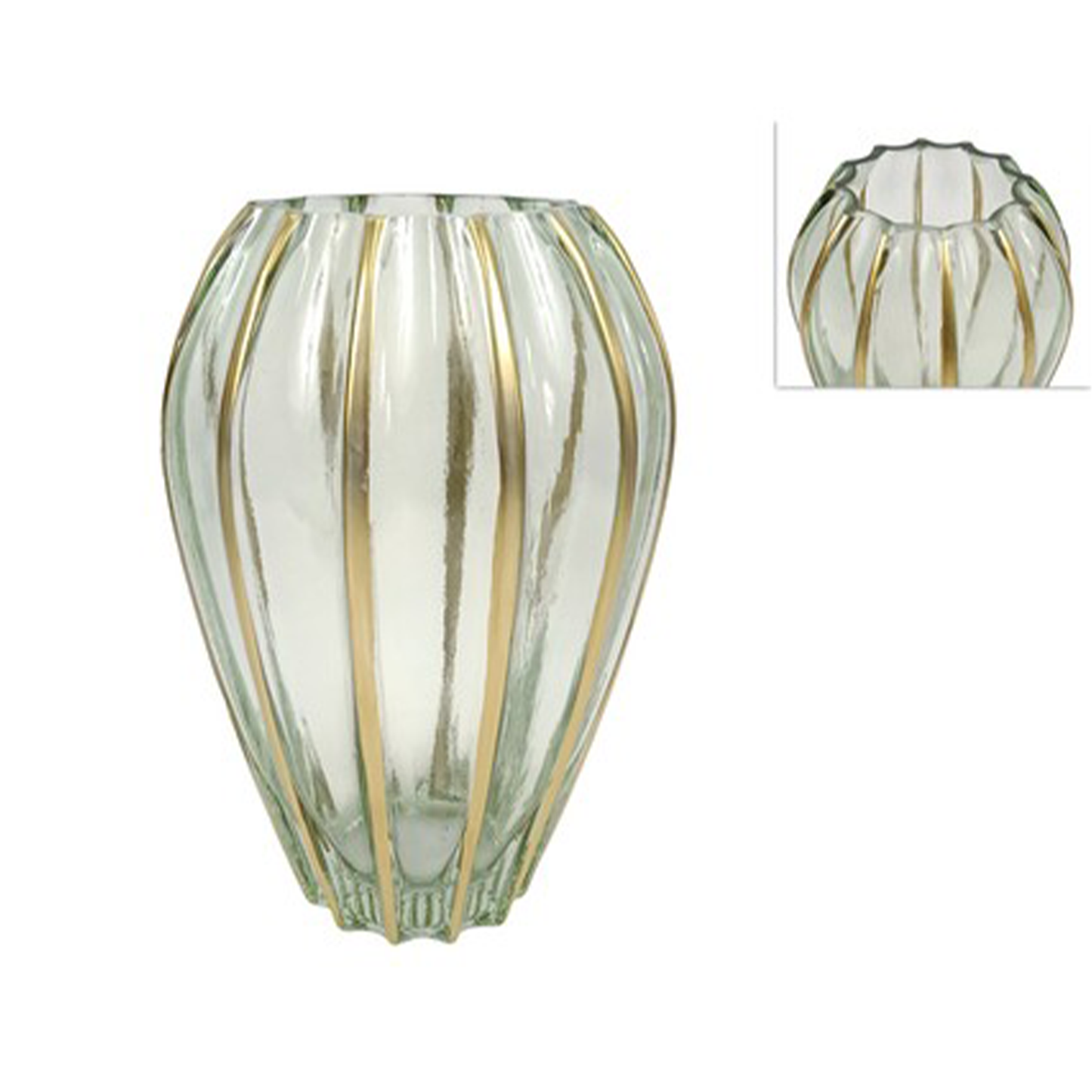 Glass Vase with Gold Decoration - 30cm