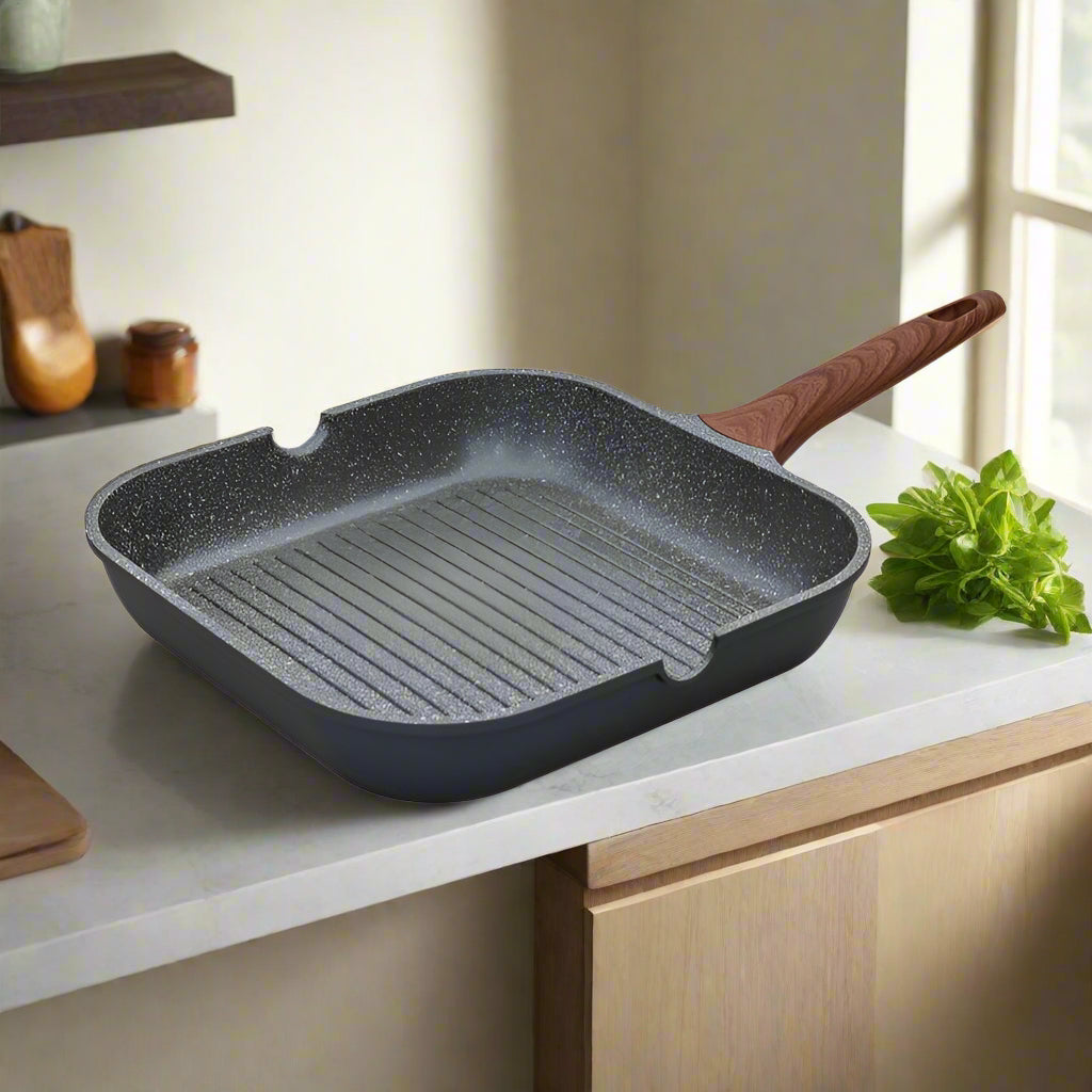 Grill pan stone-non stick cast