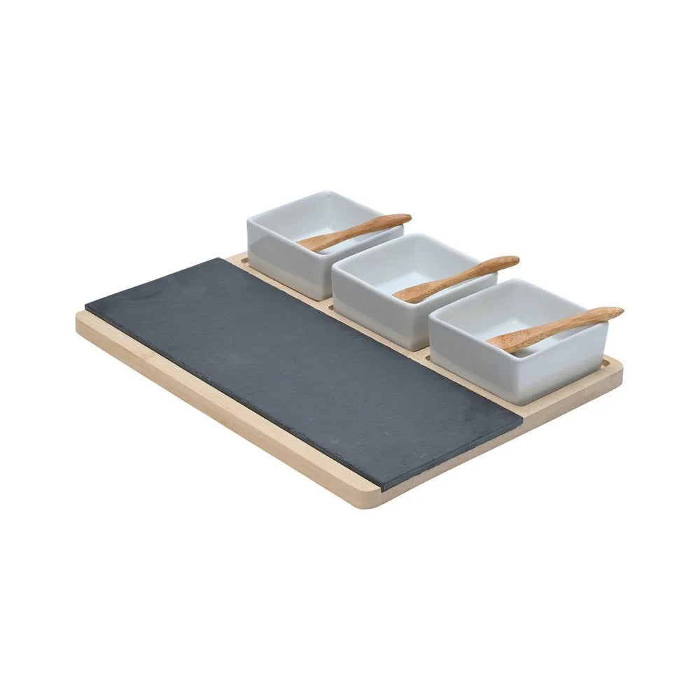 Serving Plate Slate w/wooden base