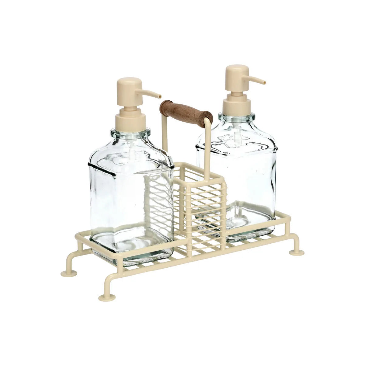 Dish Soap Dispensers with Metal Base & Sponge Holder