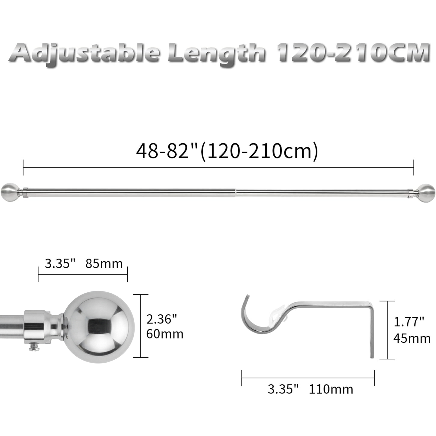 Single Curtain Rod Extendable