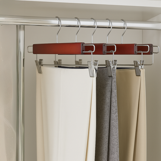 5 wood hangers w/clips