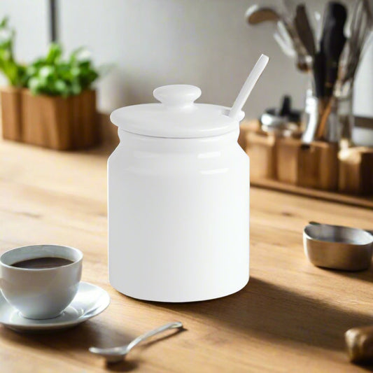 Sugar/Coffee Pot With Lid And Spoon