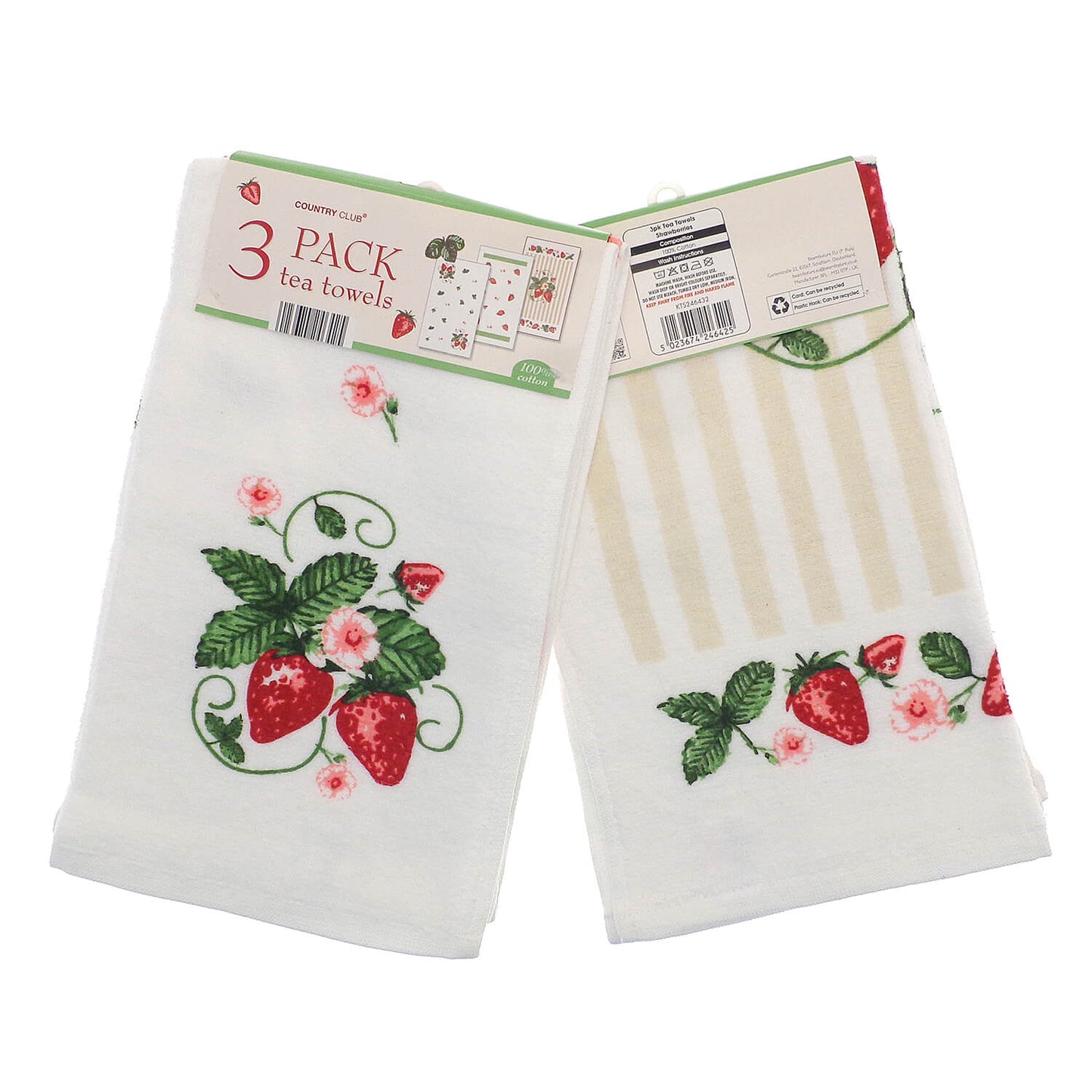 Pack of 3 Tea Towels – Strawberry Design