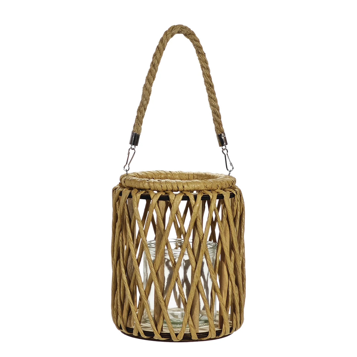 Wooden and Glass Candle Lantern – 20.5 cm High
