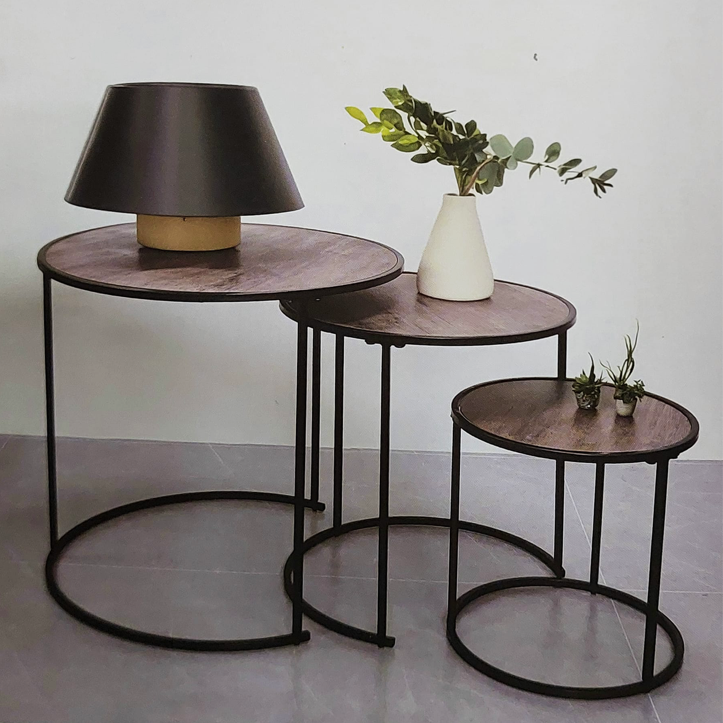 Set Of 3 Round Coffee Table Wooden