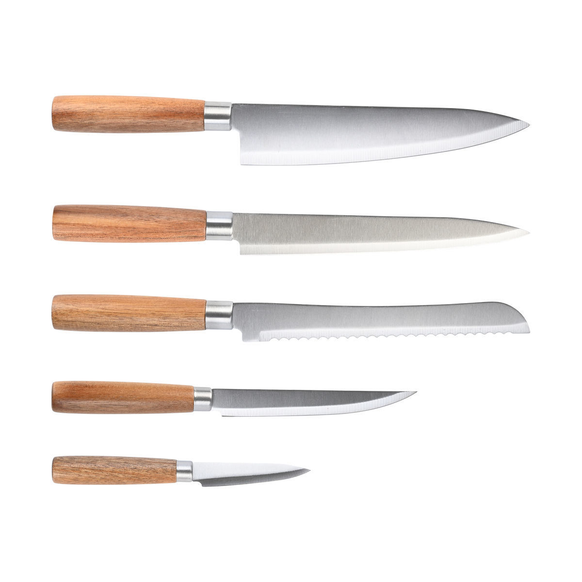 Kitchen Knives with Wooden Stand – Set of 6 Pieces