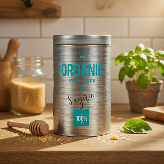 Round Gray Sugar Tin