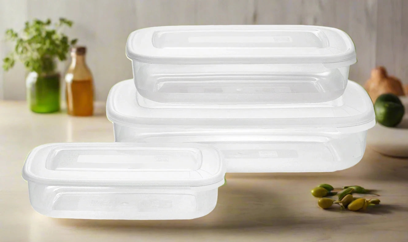 Set of 3 Rectangular Plastic food container