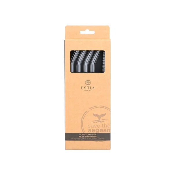 Glass Straws with Cleaning Brush – Set of 5 Pieces