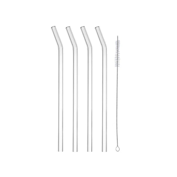 Glass Straws with Cleaning Brush – Set of 5 Pieces